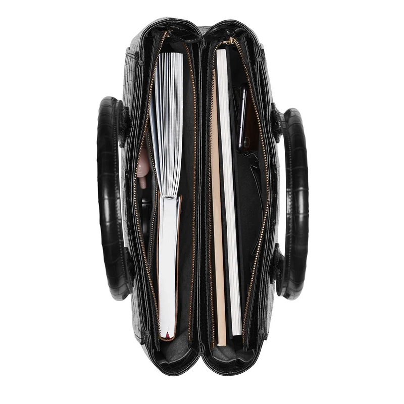 Isabel Bernard Honoré Cloe Kroko Schwarze Handtasche IB25007
