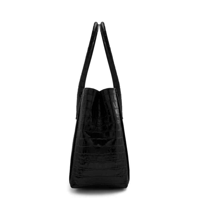 Isabel Bernard Honoré Cloe Midi Kroko Schwarz Kalbsleder Handtasche IB25082-201