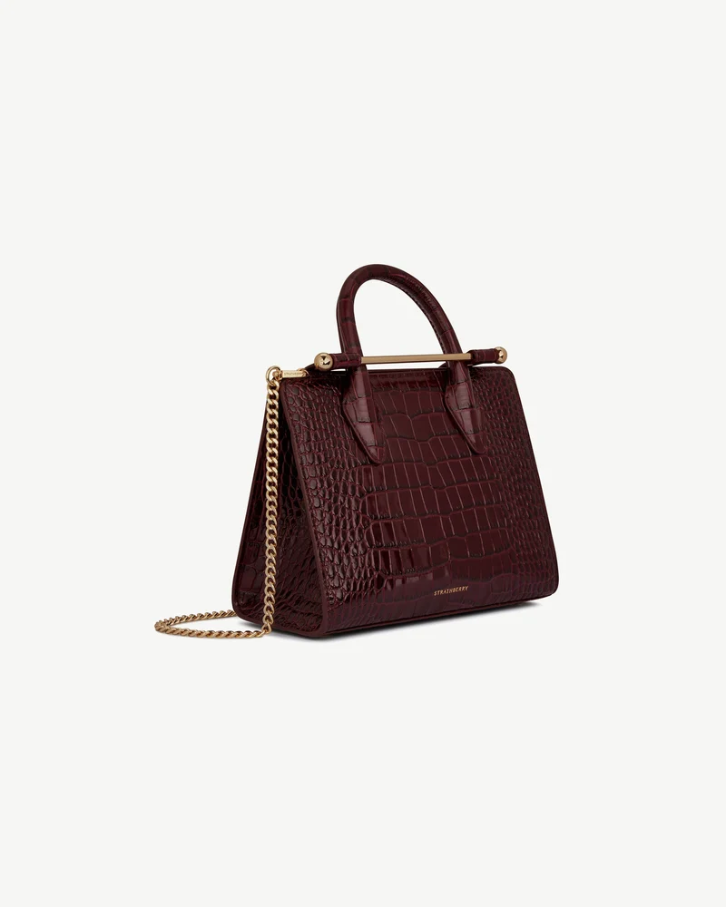 Mini Tote - Croc-Embossed Burgundy
