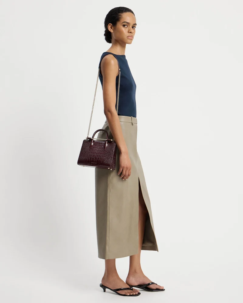 Mini Tote - Croc-Embossed Burgundy