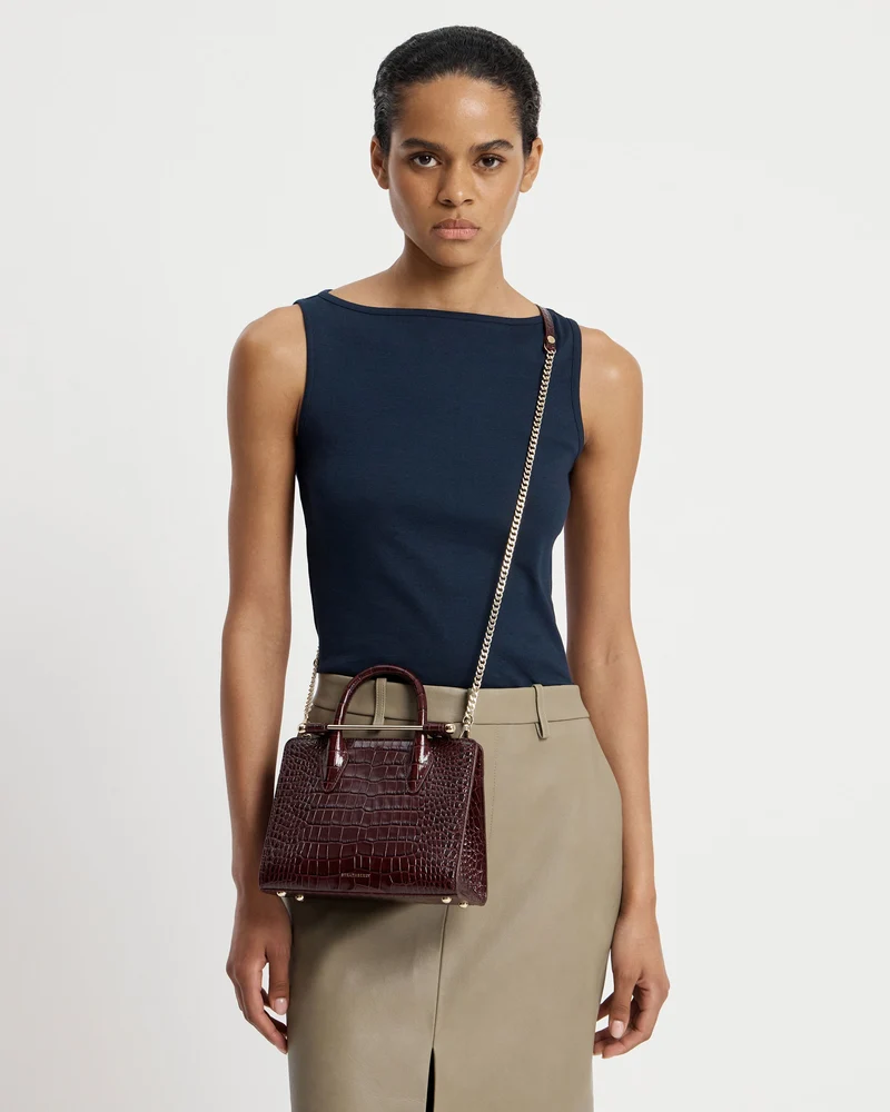 Mini Tote - Croc-Embossed Burgundy