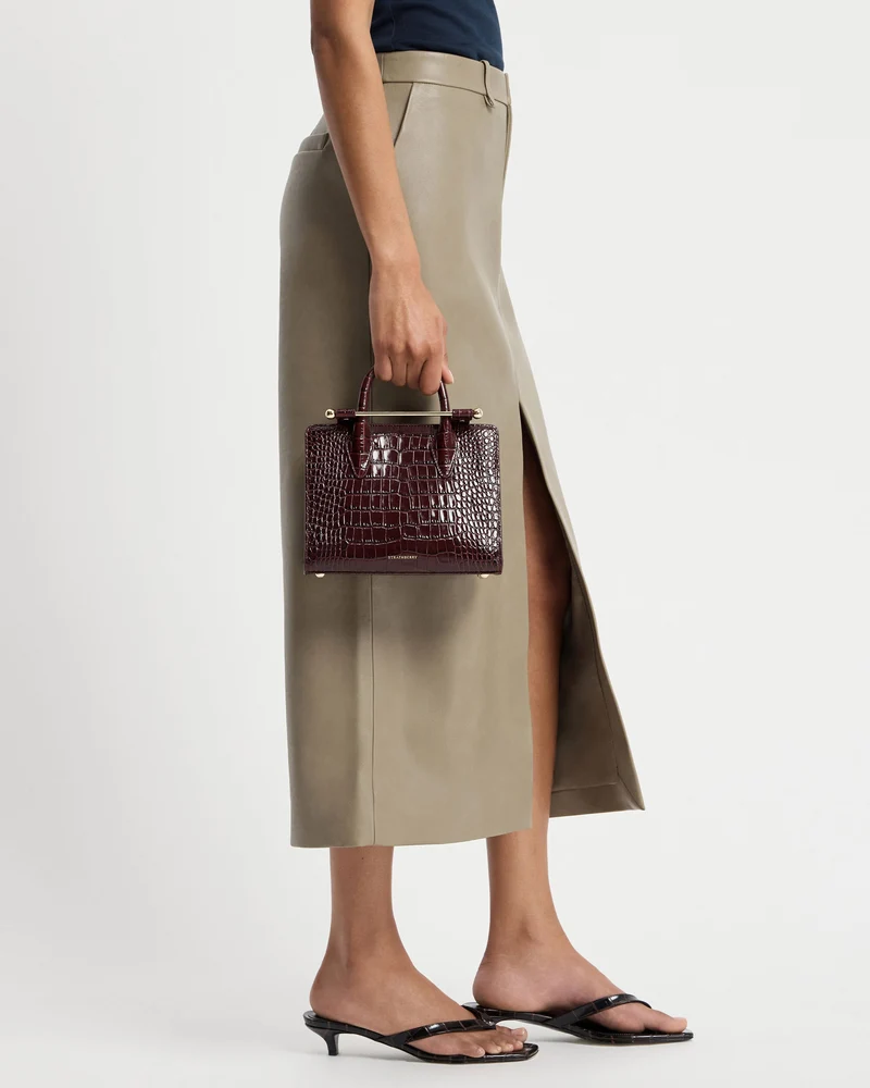 Mini Tote - Croc-Embossed Burgundy