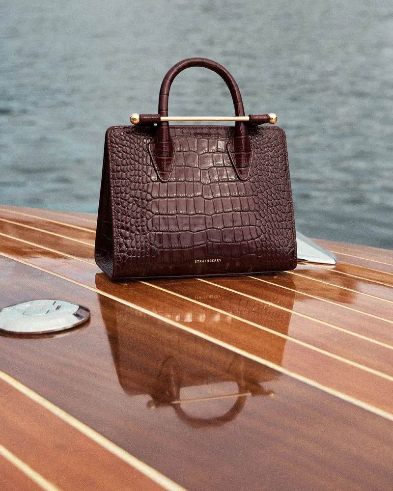 Mini Tote - Croc-Embossed Burgundy