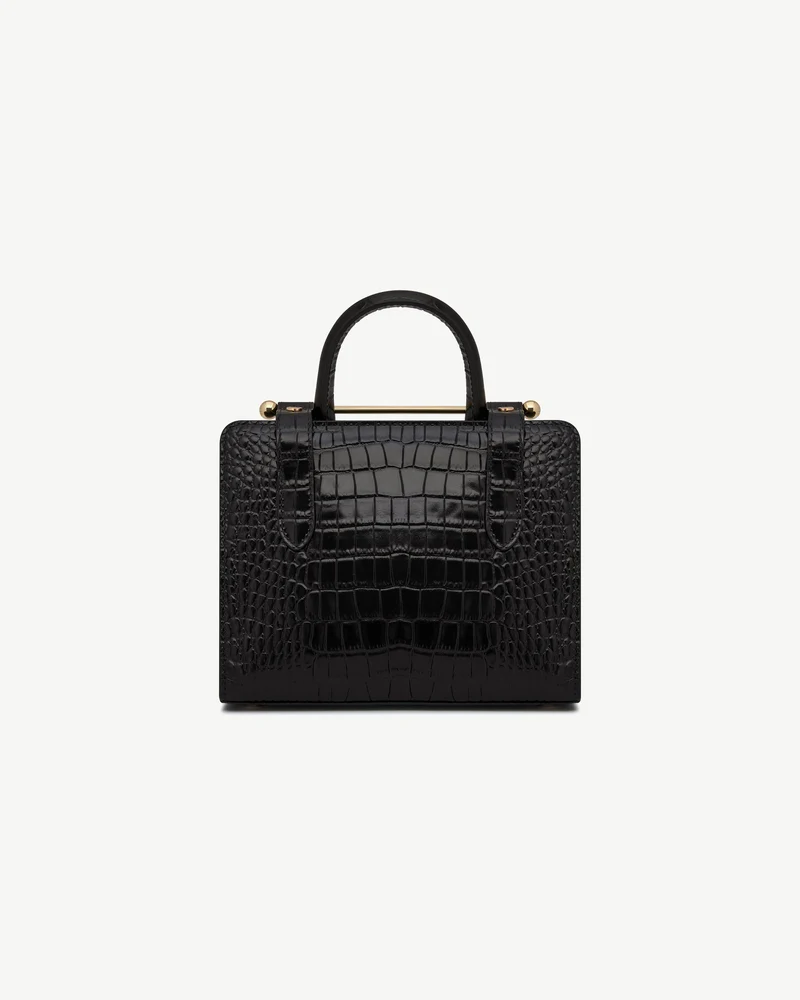 Mini Tote - Croc-Embossed Leather Black