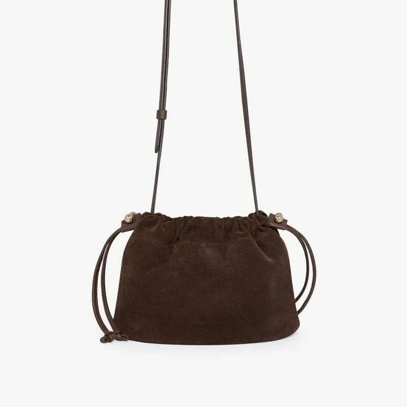 Charlotte Drawstring - Chocolate Suede