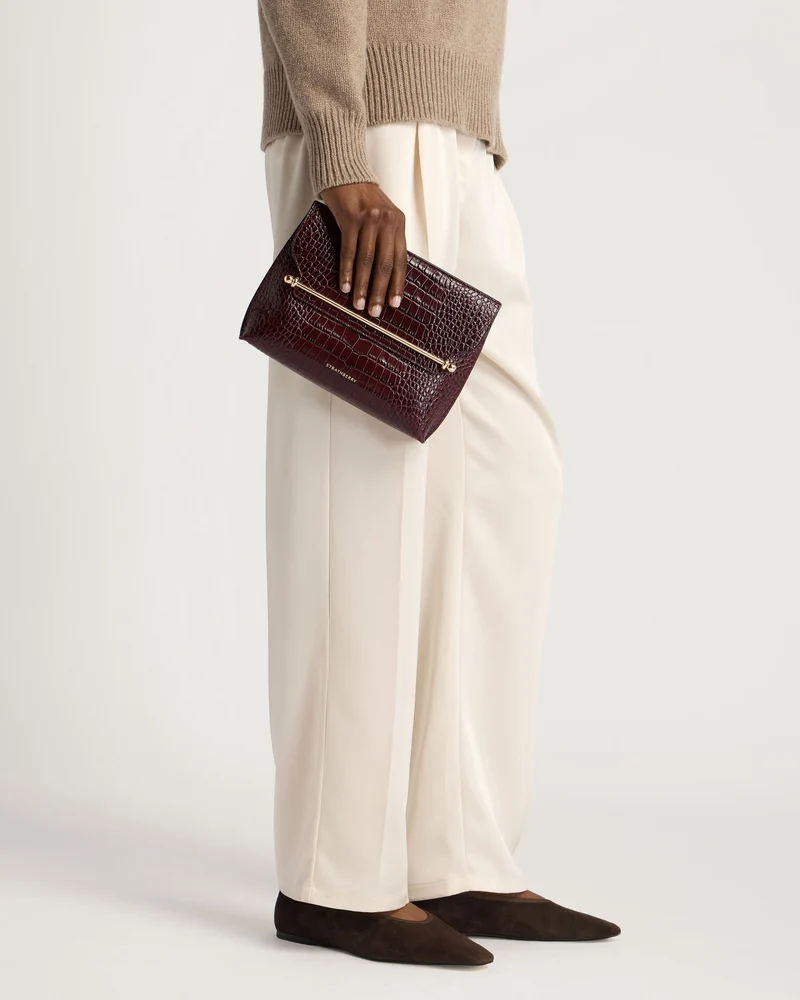 Stylist - Croc-Embossed Leather Burgundy
