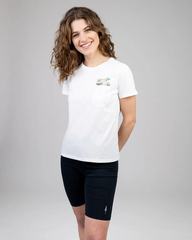 TreeShirt Women Pocket Flowers White
