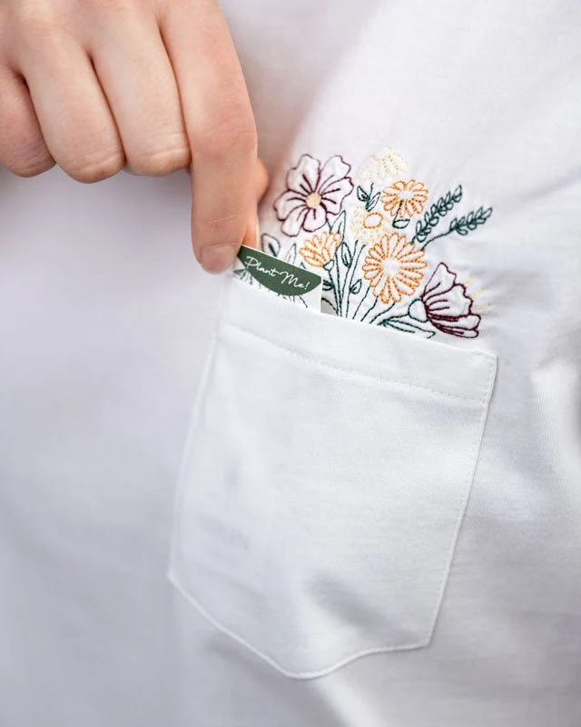 TreeShirt Women Pocket Flowers White