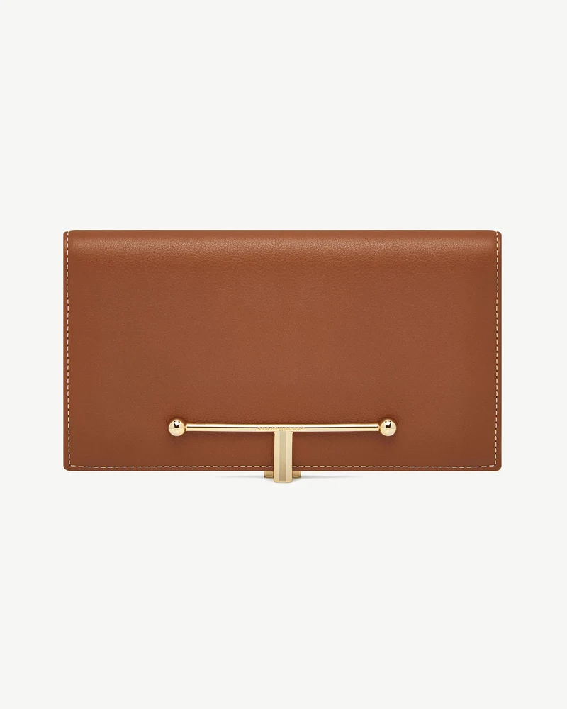 Large Melville Street Wallet - Chestnut with Vanilla Stitch