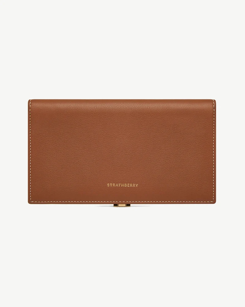 Large Melville Street Wallet - Chestnut with Vanilla Stitch