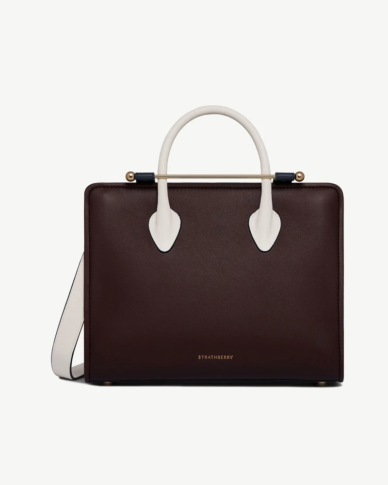Midi Tote - Burgundy/Navy/Vanilla