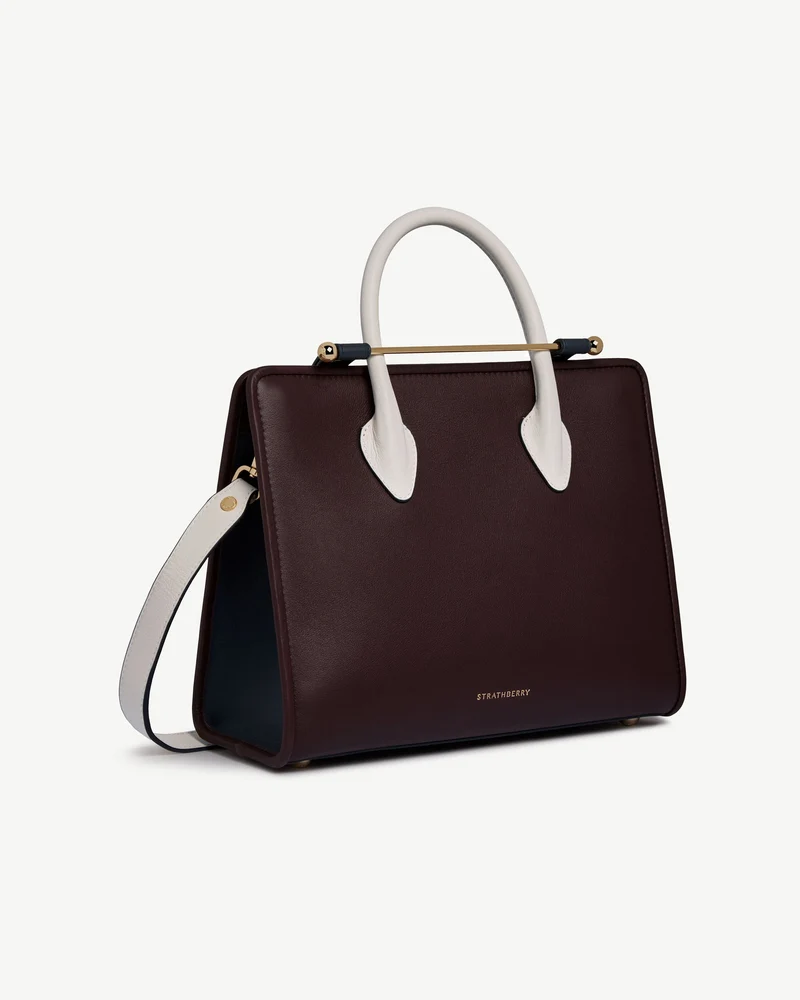 Midi Tote - Burgundy/Navy/Vanilla