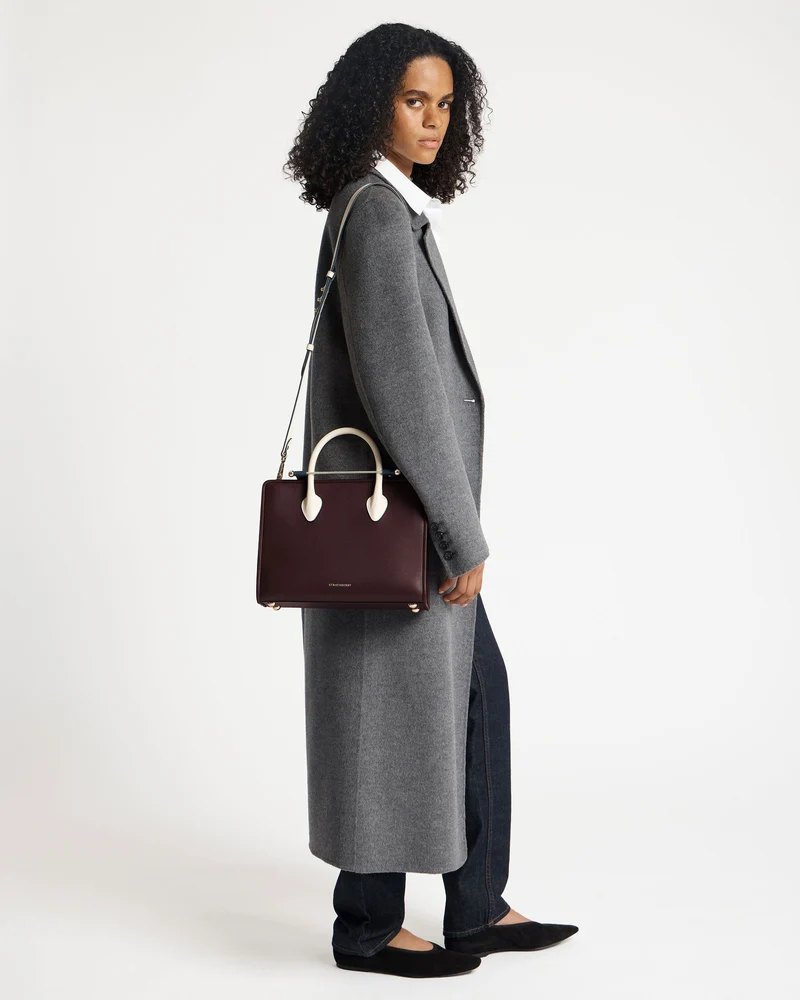 Midi Tote - Burgundy/Navy/Vanilla