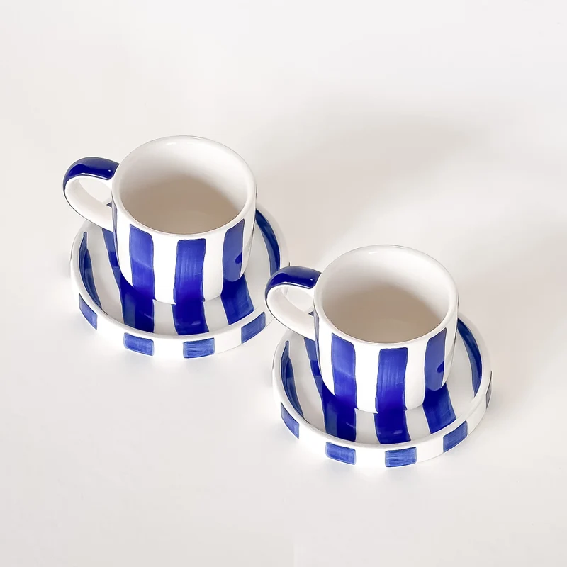 Espresso Set Stripes Mare Blue 2-Teilig
