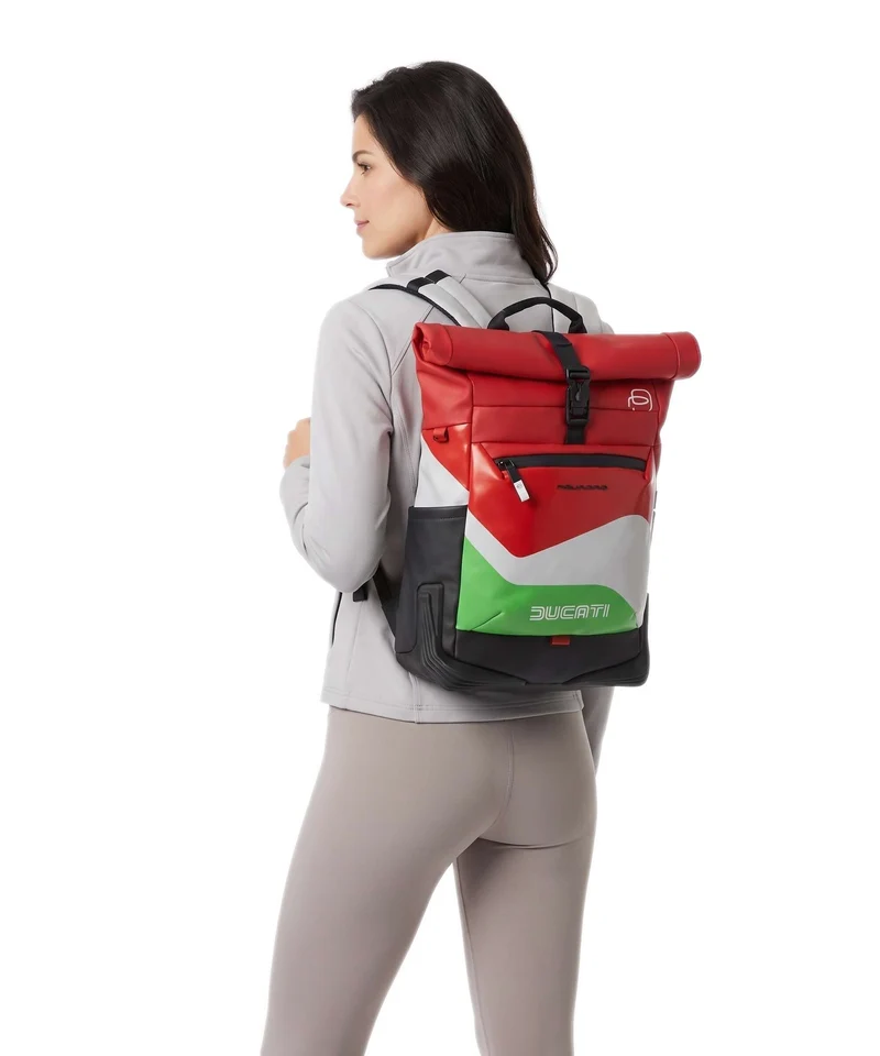 Piquadro Ducati C2OWD Rolltop Rucksack green/white/red