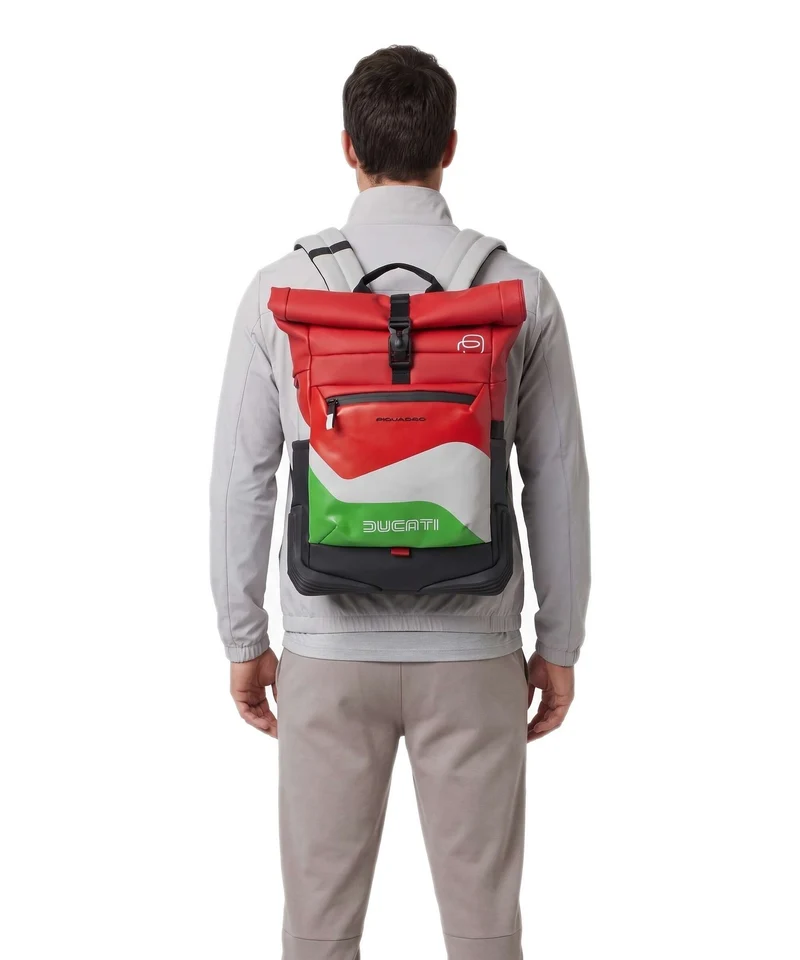 Piquadro Ducati C2OWD Rolltop Rucksack green/white/red