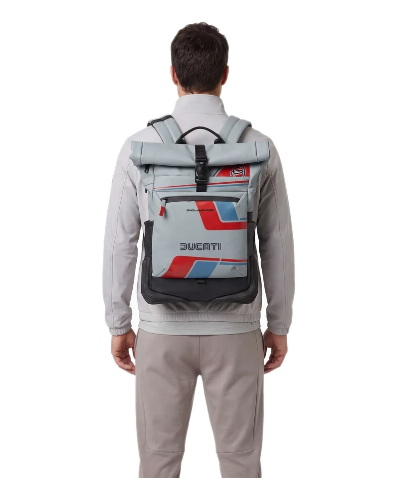 Piquadro Ducati C2OWD Rolltop Rucksack blue/black
