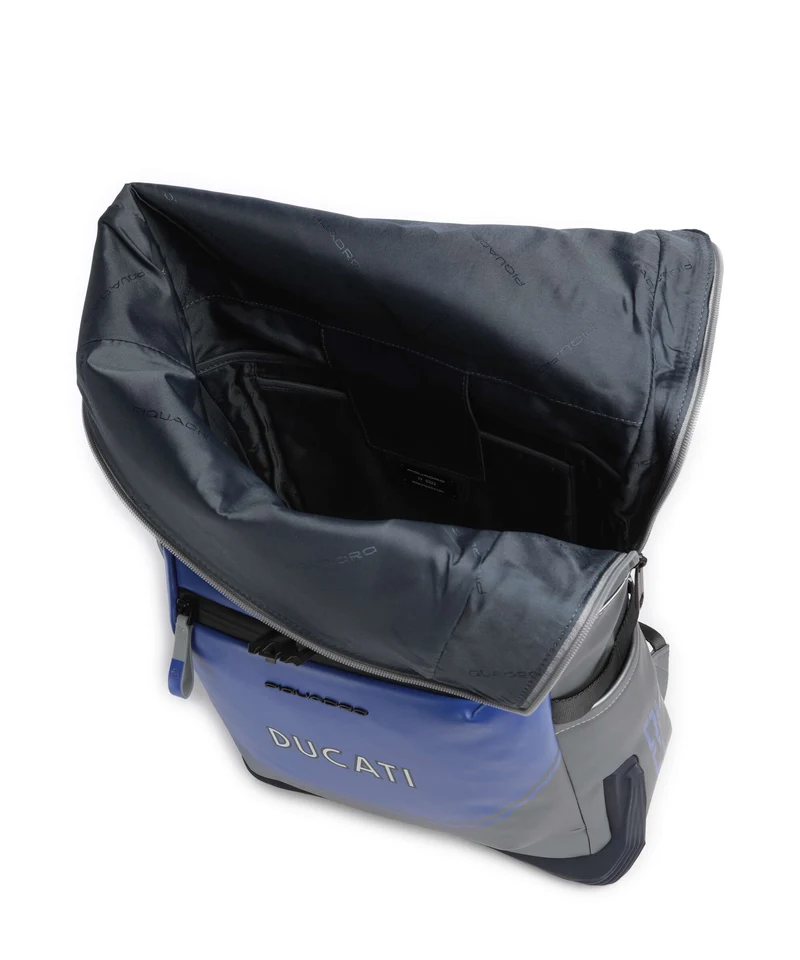 Piquadro Ducati C2OWD Rolltop Rucksack silver/blue