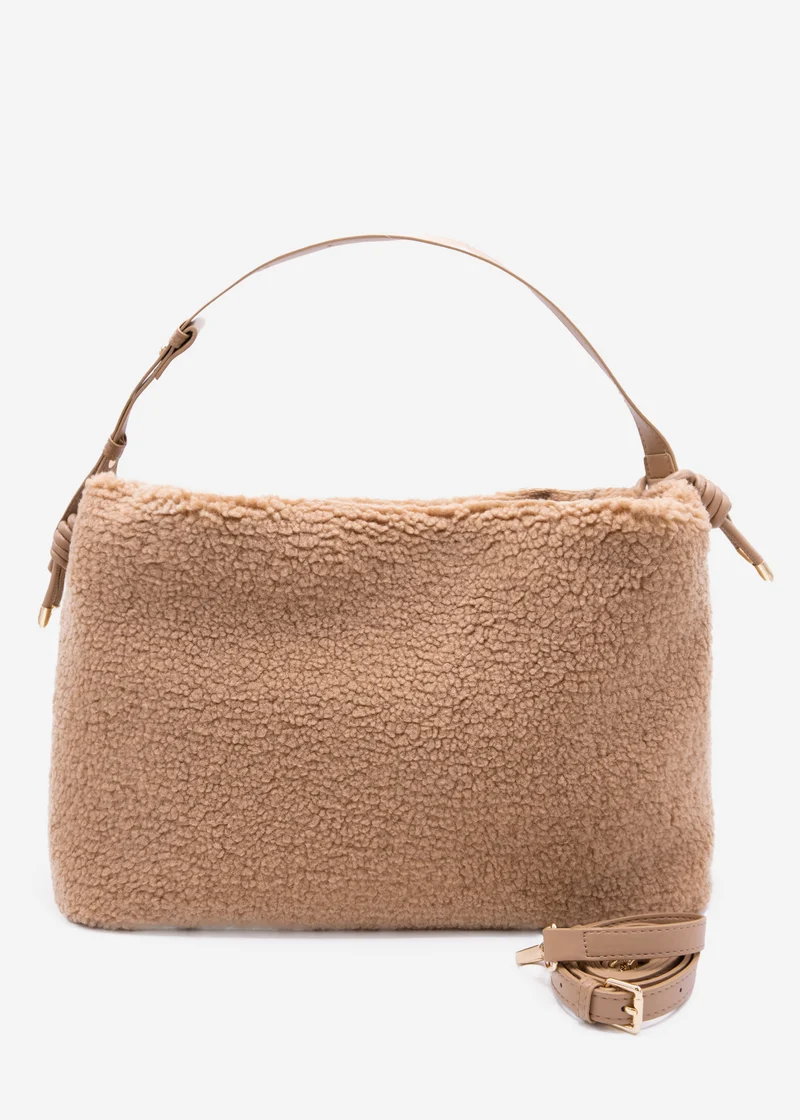 Bucket Bag aus Teddy - braun
