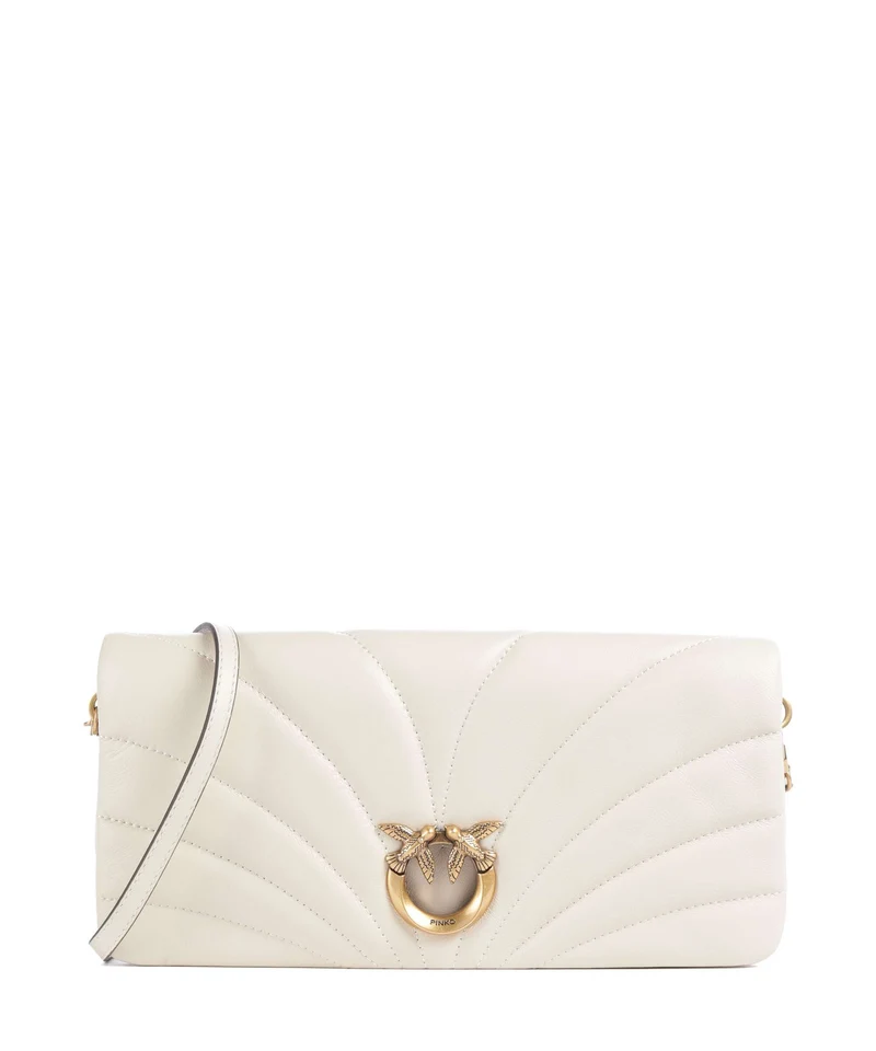 Pinko Click Horizontal Classic Umhängetasche bianco seta/antique gold