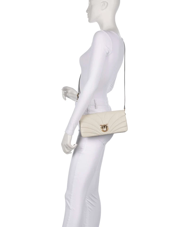 Pinko Click Horizontal Classic Umhängetasche bianco seta/antique gold