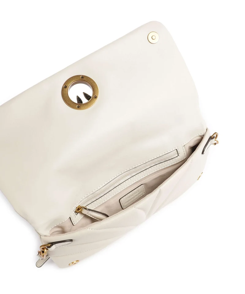 Pinko Click Horizontal Classic Umhängetasche bianco seta/antique gold