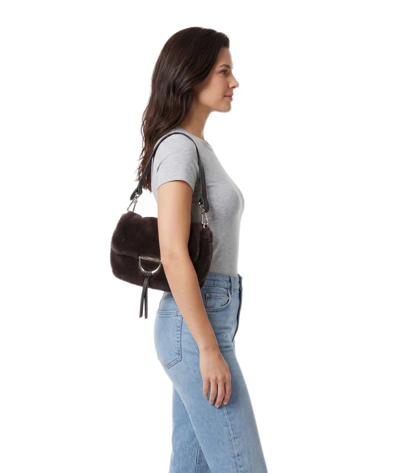 Abro Fur Temi Small Schultertasche dark brown