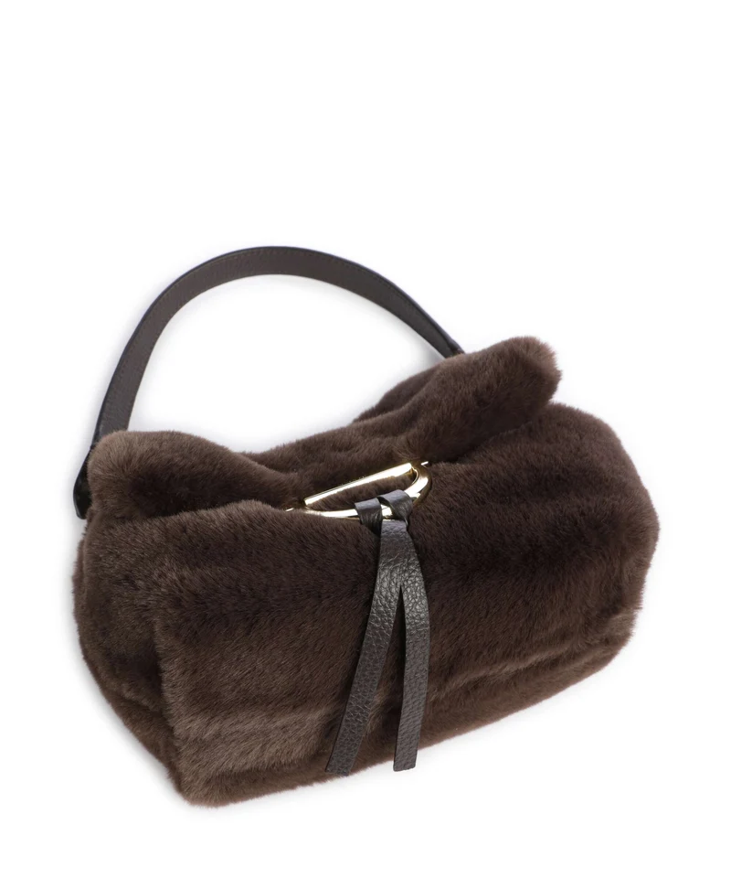 Abro Fur Temi Small Schultertasche dark brown