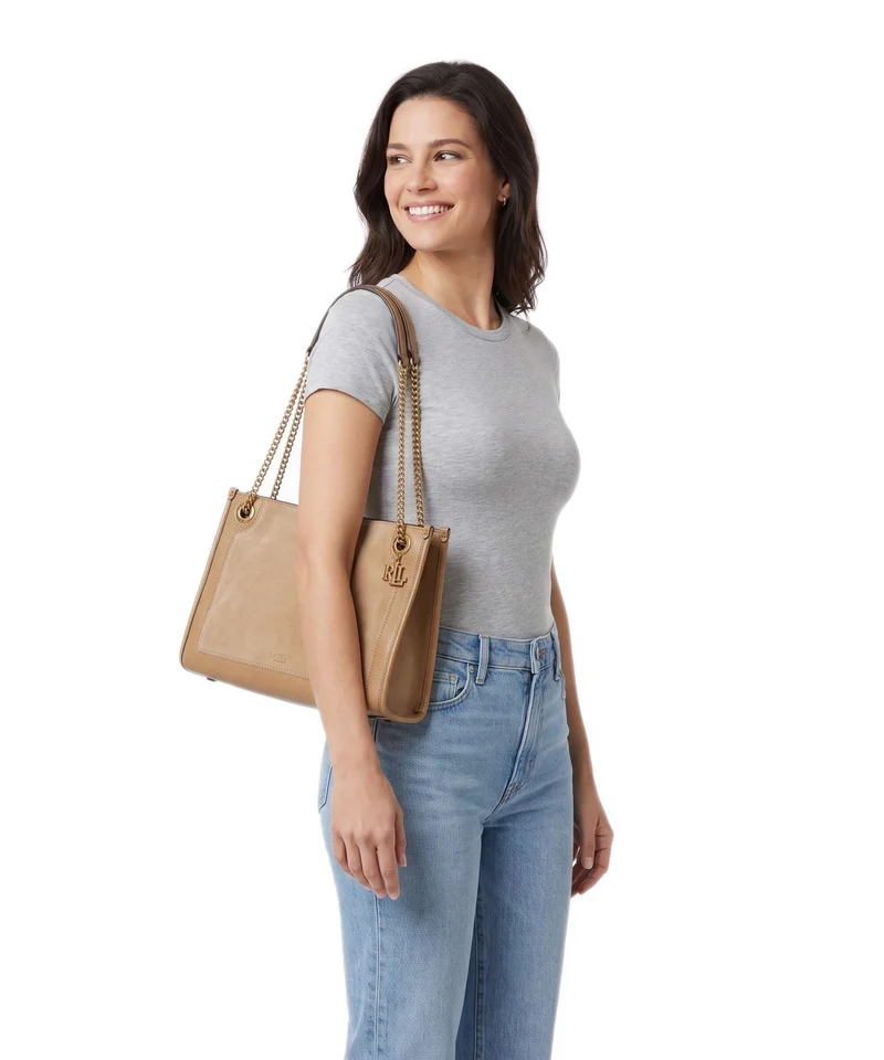 Lauren Ralph Lauren Bradley Medium Schultertasche camel