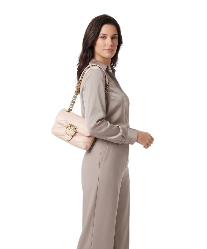 Pinko Love Puff Baby Schultertasche rosa cammeo/antique gold