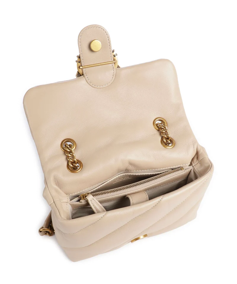 Pinko Love Puff Mini New Buckle Schultertasche beige/grigio fumo/antique gold