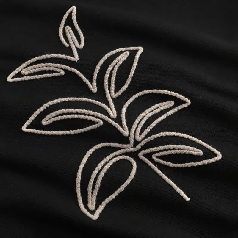Sweatshirt Ystad Line Art Leaves Black
