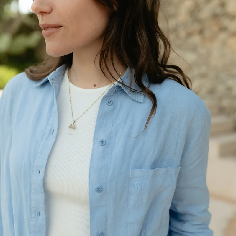 Bluse Cilia Leinen Pastellblau