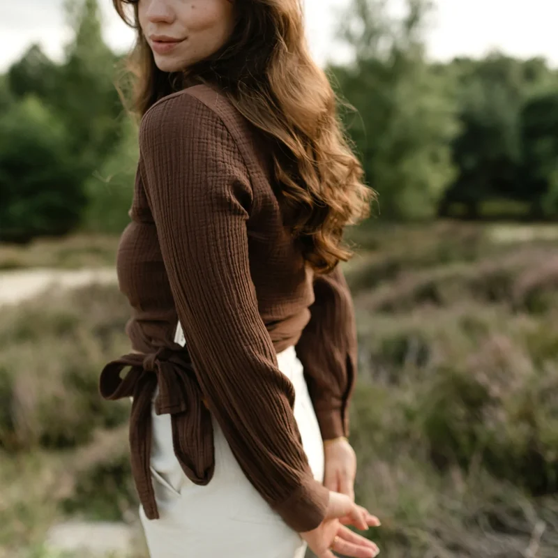 Musselin Wickelbluse Freda Braun