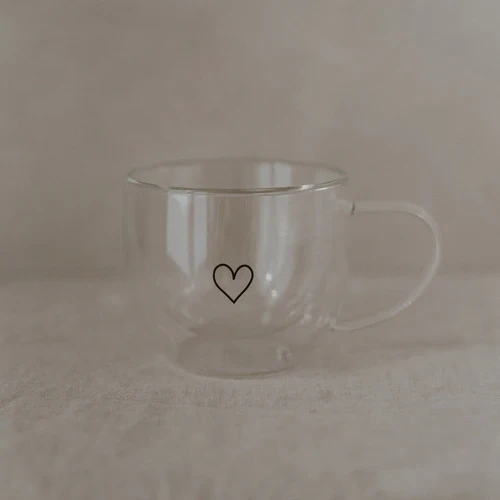 Doppelwandiges Teeglas Herz