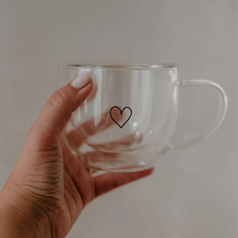 Doppelwandiges Teeglas Herz