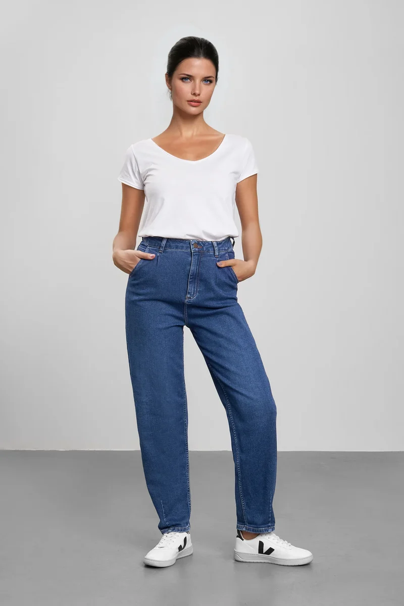 Jeans BEL:LA Balloon High Waist Medium Blue