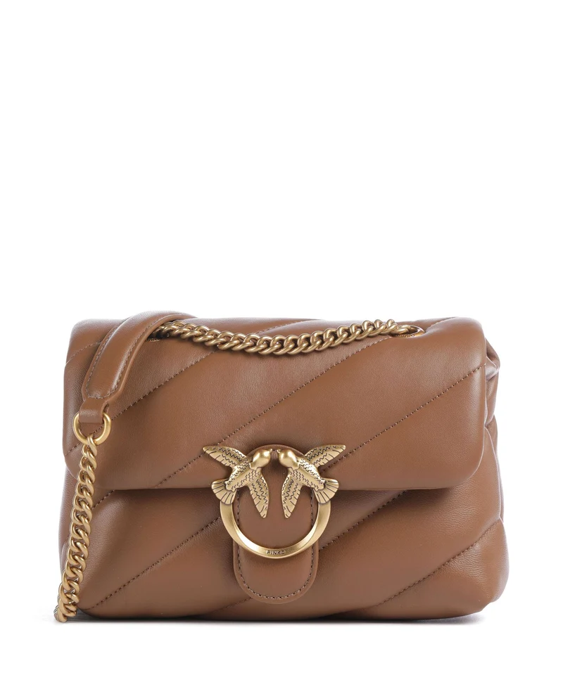 Pinko Love Puff Mini Schultertasche marrone cognac/antique gold