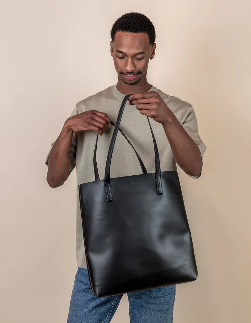 Shopper vegan gross Georgia Apfelleder Schwarz