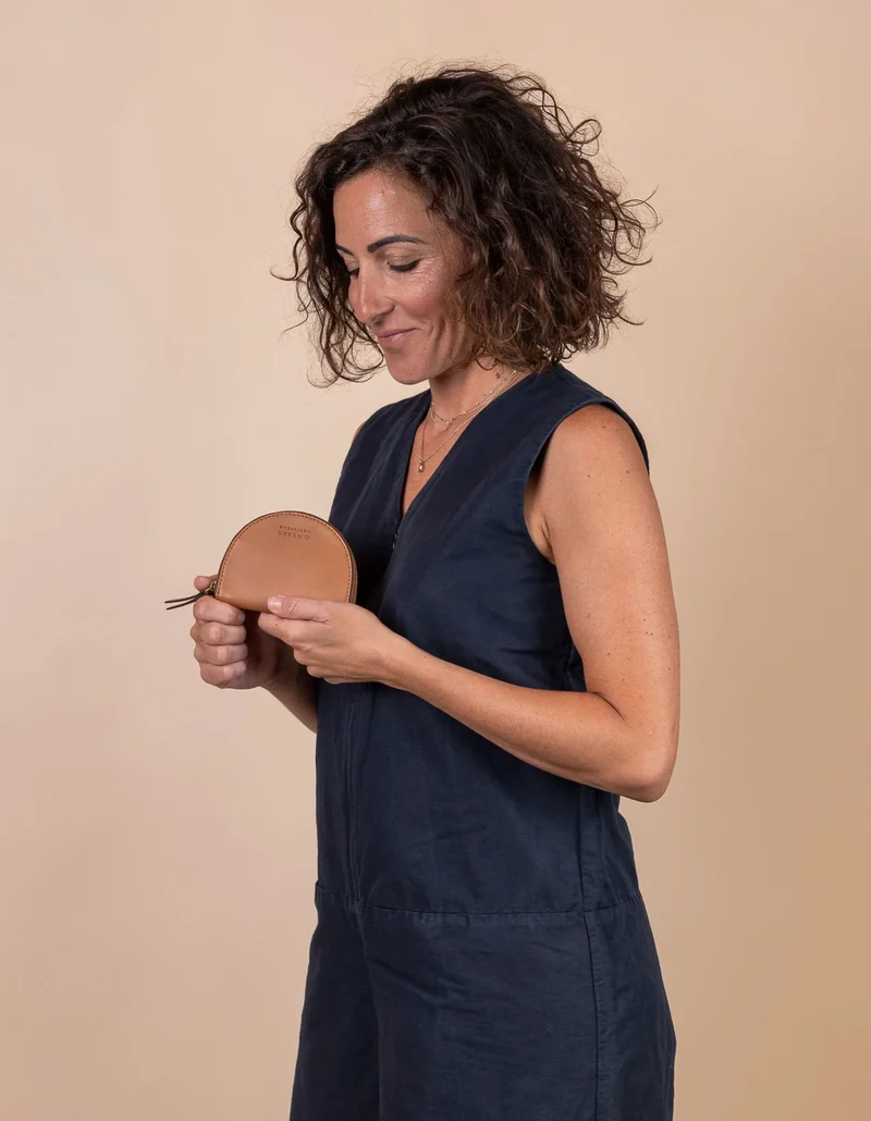Münzportemonnaie vegan Laura Apfelleder Cognac