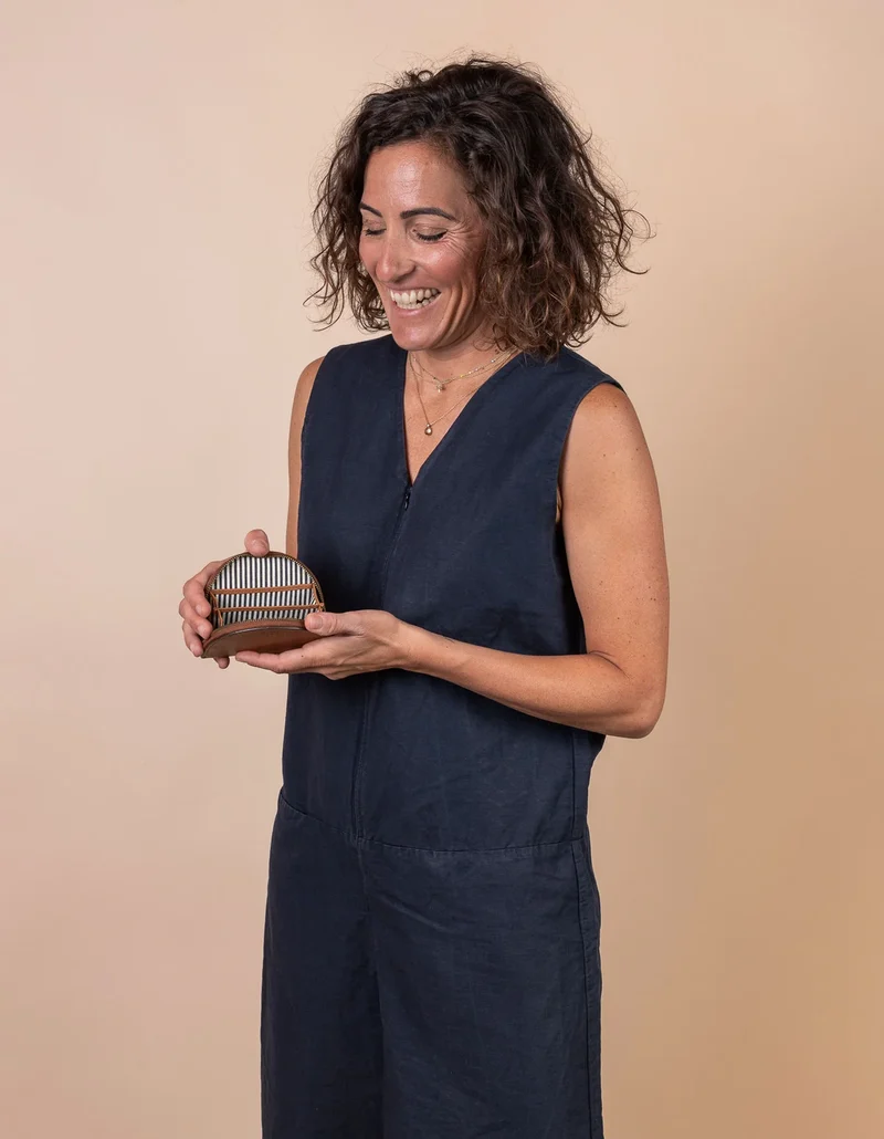 Münzportemonnaie vegan Laura Apfelleder Cognac