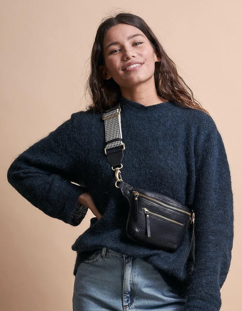 Bauchtasche vegan Becks Apfelleder Schwarz