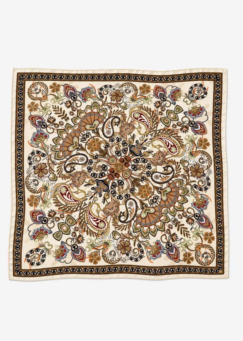 Halstuch mit Blumen- und Paisleymuster - offwhite
