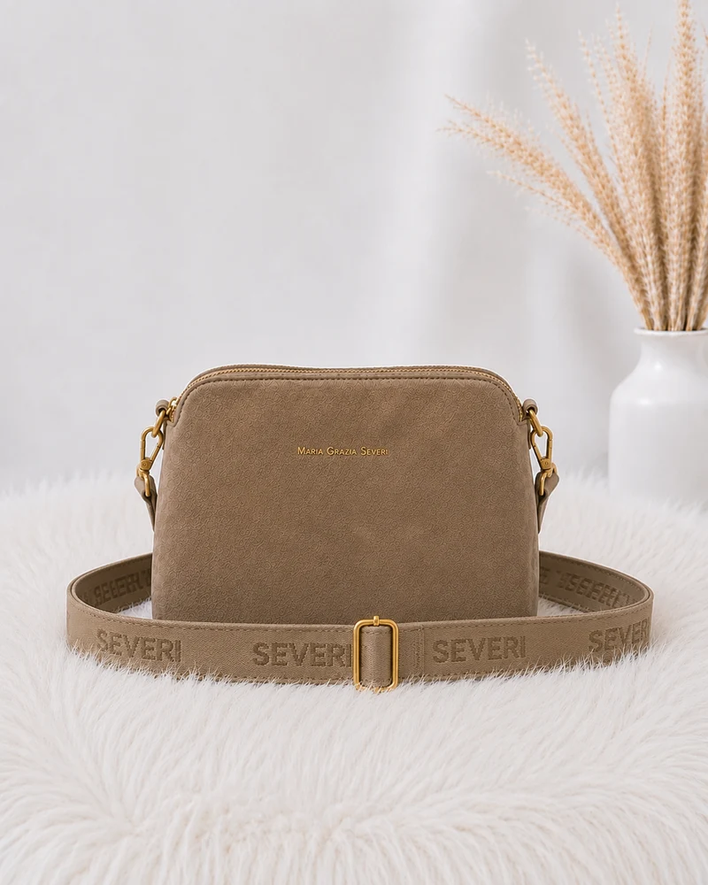 Crossbody-Bag in Wildleder-Optik - taupe