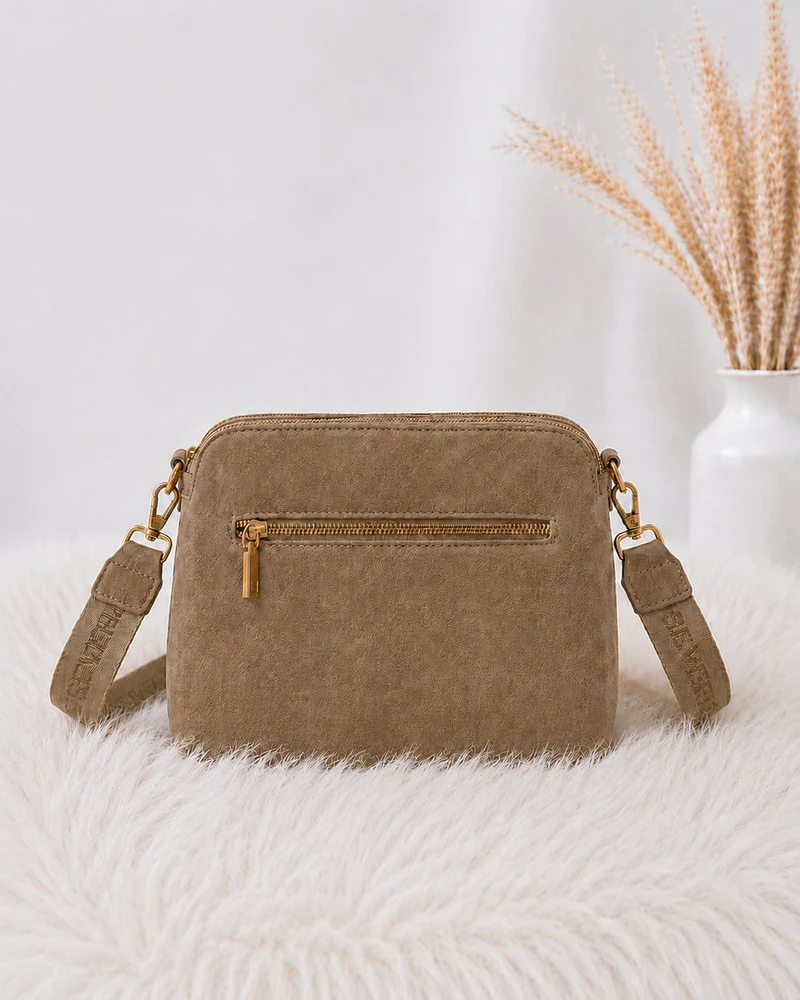 Crossbody-Bag in Wildleder-Optik - taupe
