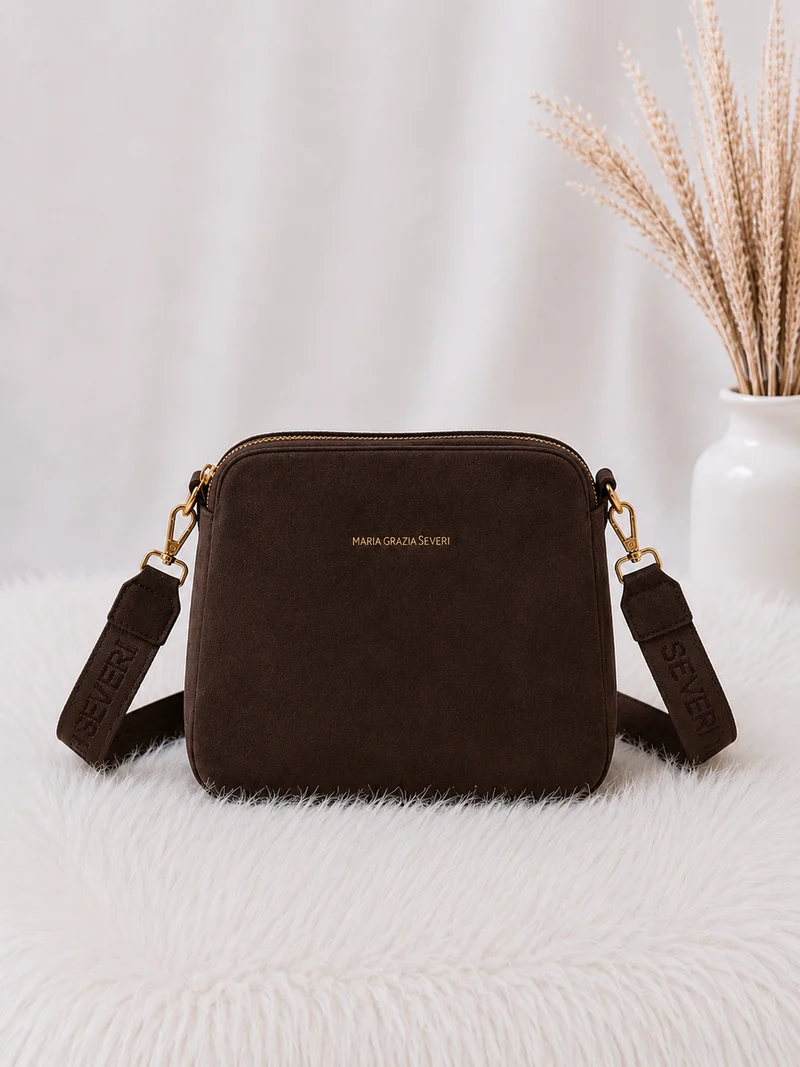 Crossbody-Bag in Wildleder-Optik - mokka