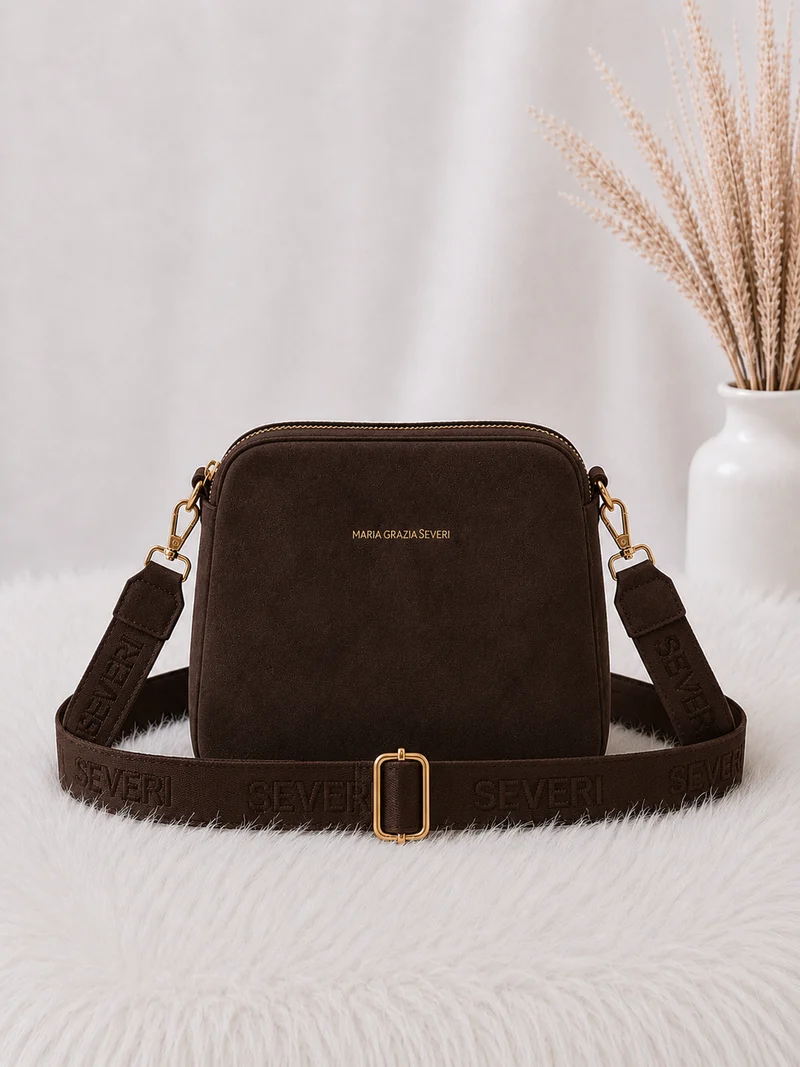 Crossbody-Bag in Wildleder-Optik - mokka