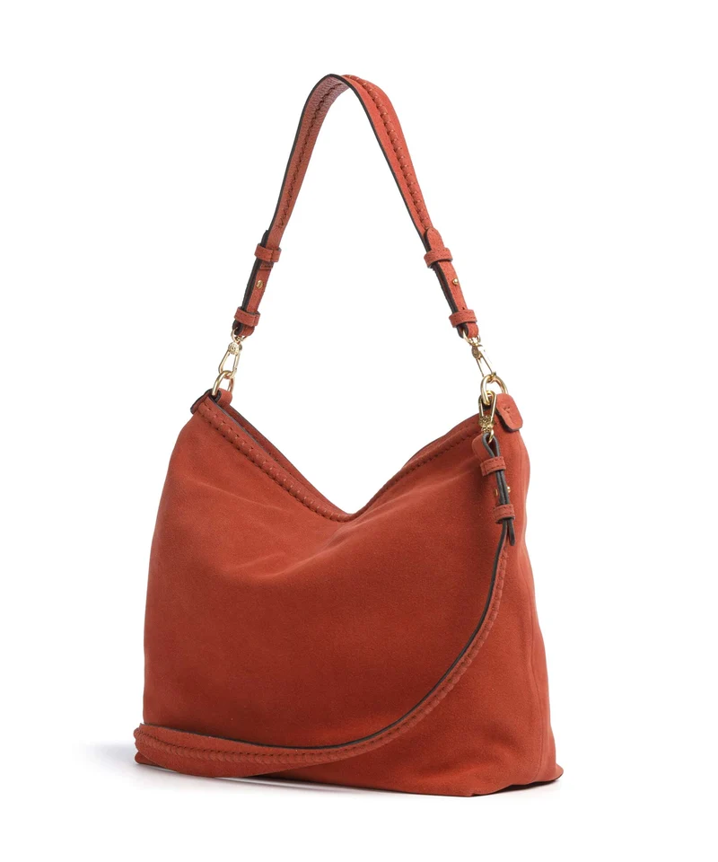 Abro Suede Signature Beuteltasche dark orange