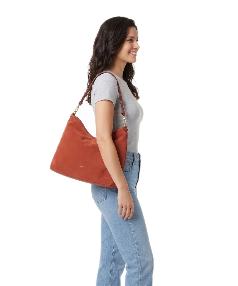 Abro Suede Signature Beuteltasche dark orange