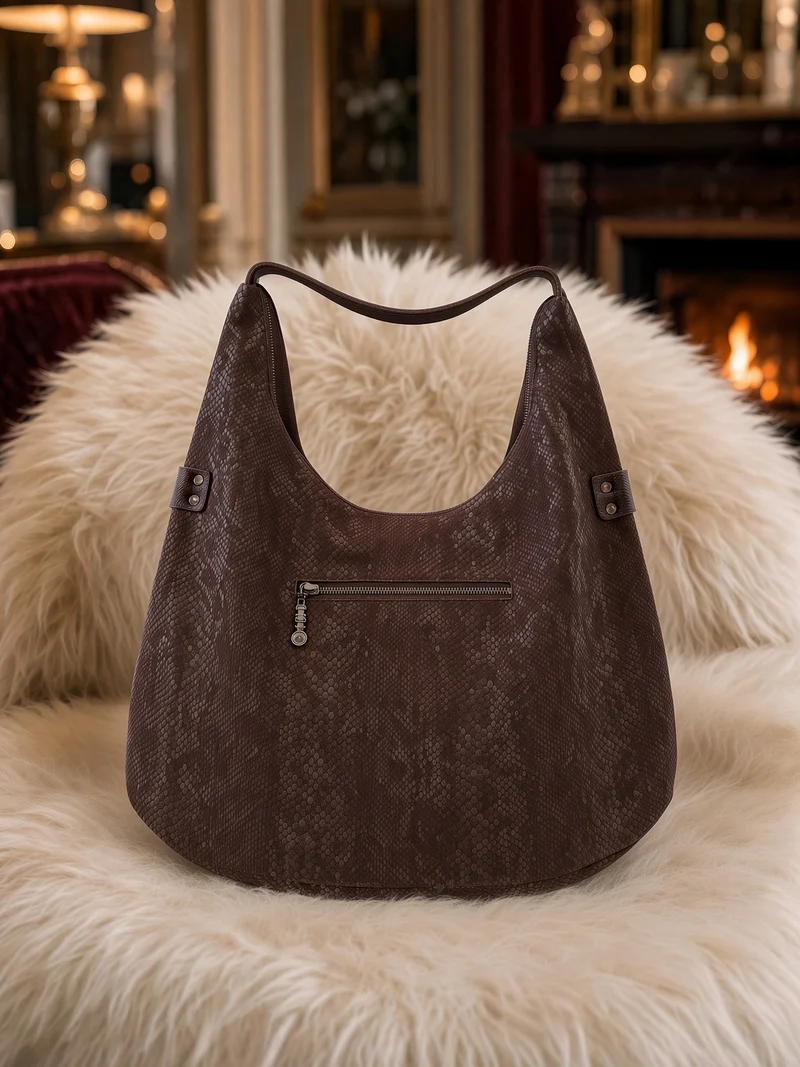Stylische Tasche mit Strassdetails - mokka-silber